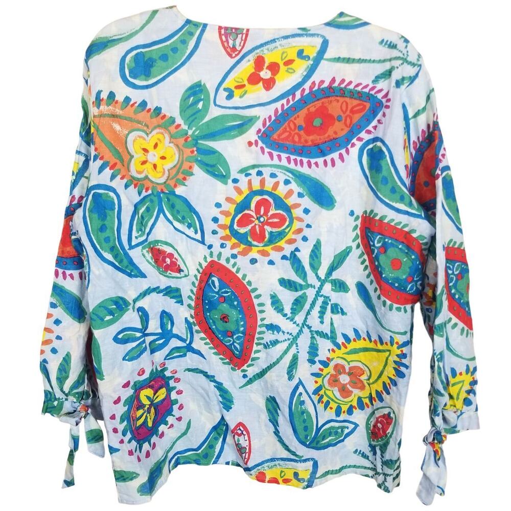 Hester & Orchard Anthropologie Womens Floral Linen Cotton Tunic XL Boho Hippie - Picture 8 of 8